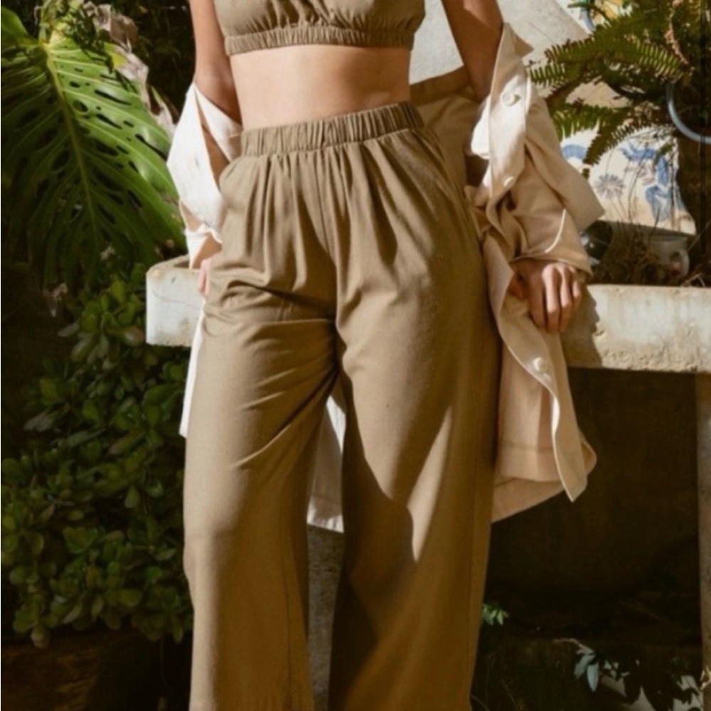 Ozma Silk Noil pants - small - laurel